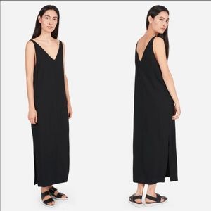 Everlane E1 Black V-Neck Slip Midi Dress